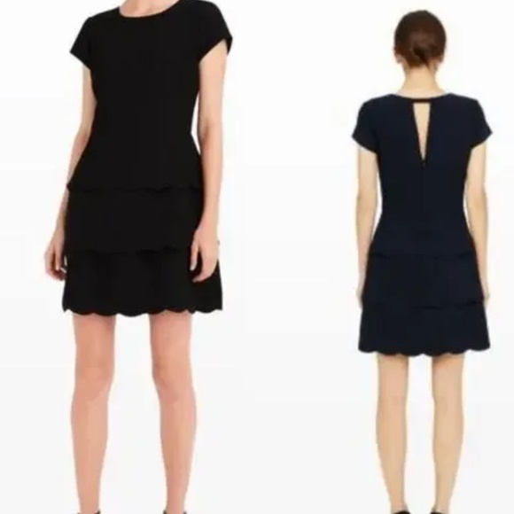 Club Monaco Black Colby mini Cocktail Dress with scalloped bottom Size 0 - Picture 1 of 6